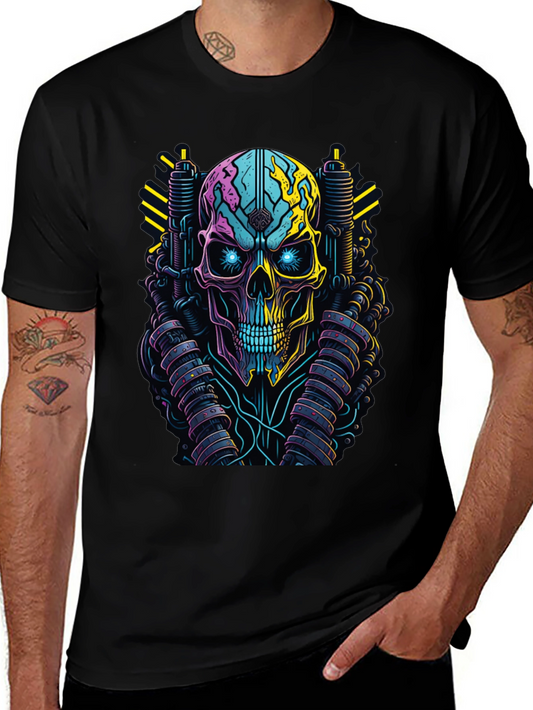Cyberpunk Skull Graphic Tee - Unique Design