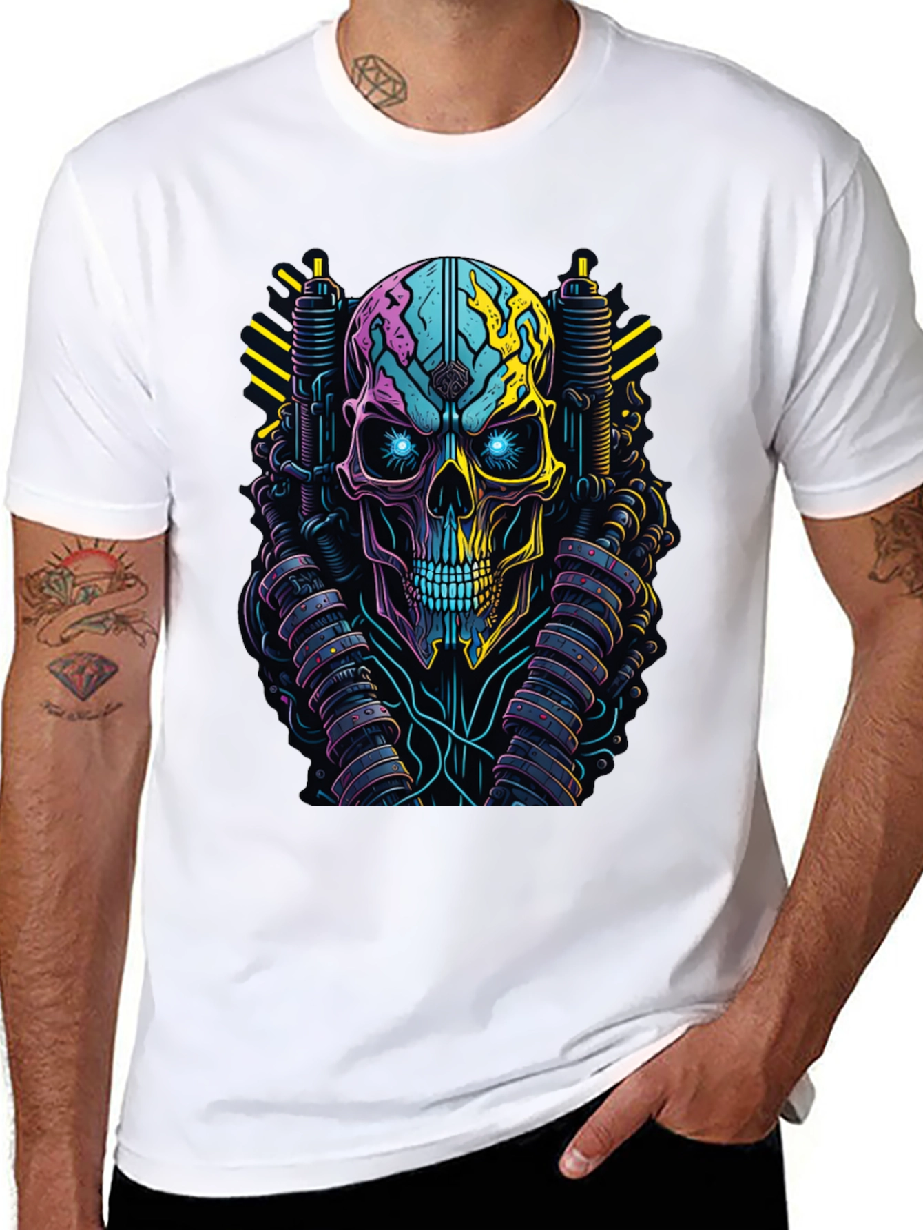 Cyberpunk Skull Graphic Tee - Unique Design