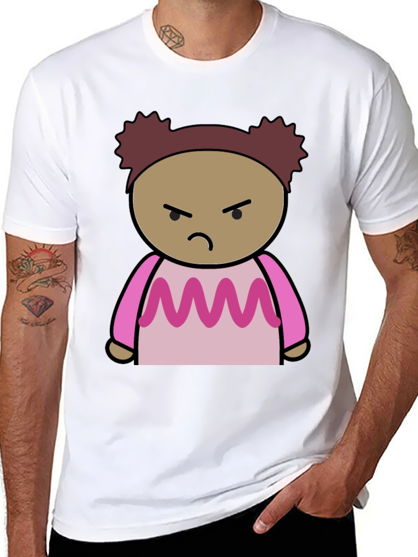 Angry Cartoon Character Black T-Shirt
