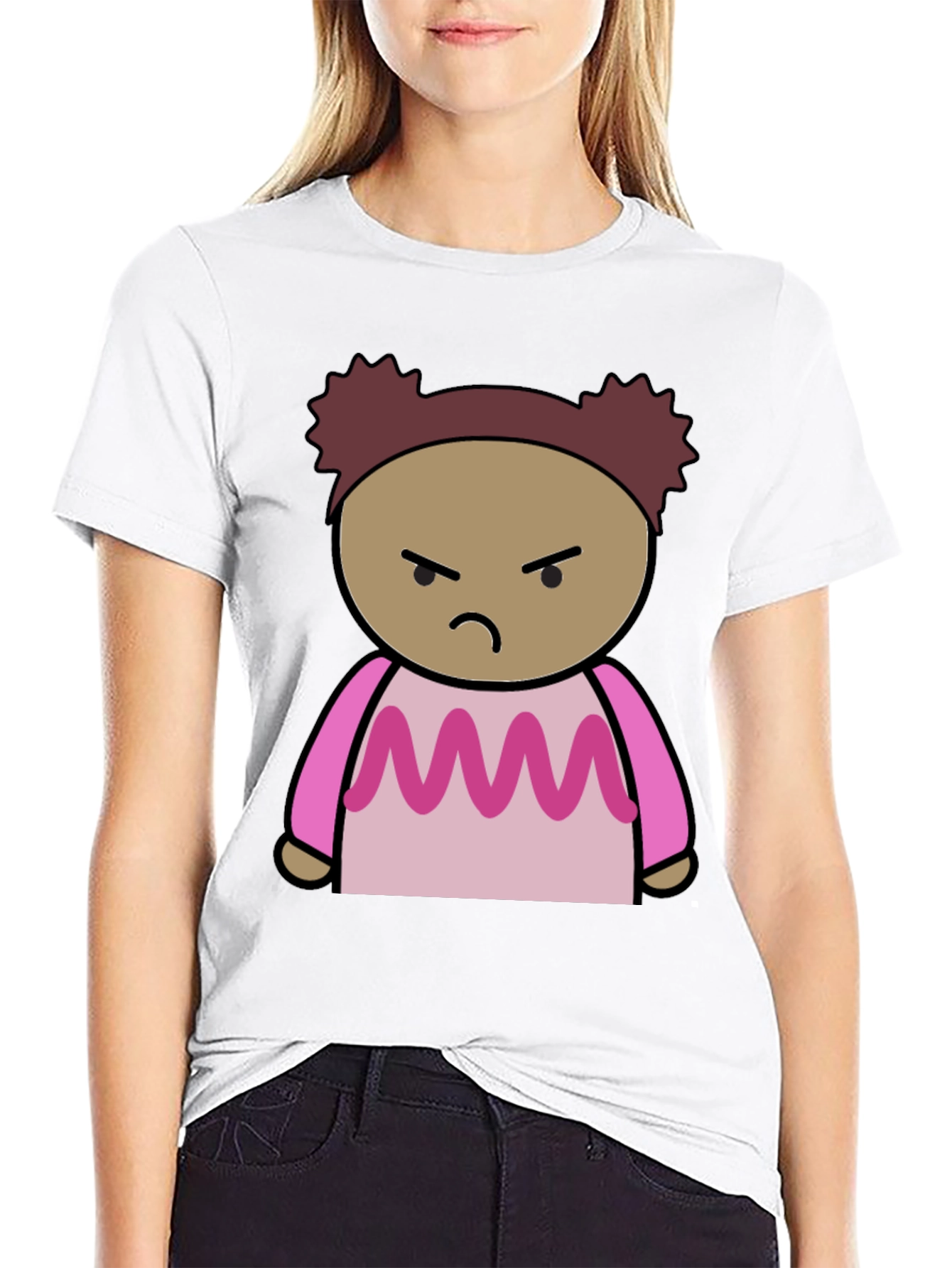 Angry Cartoon Character Black T-Shirt