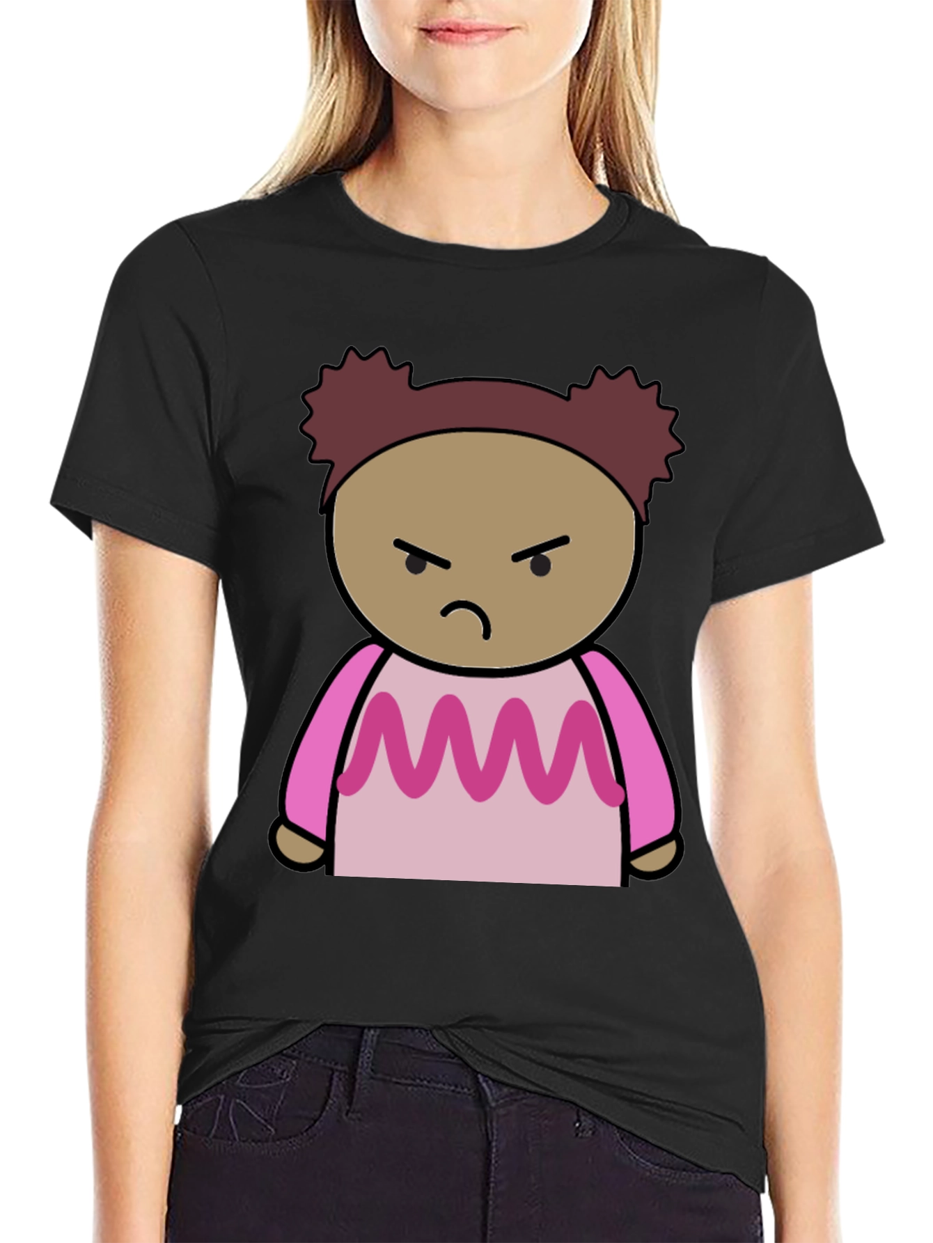 Angry Cartoon Character Black T-Shirt