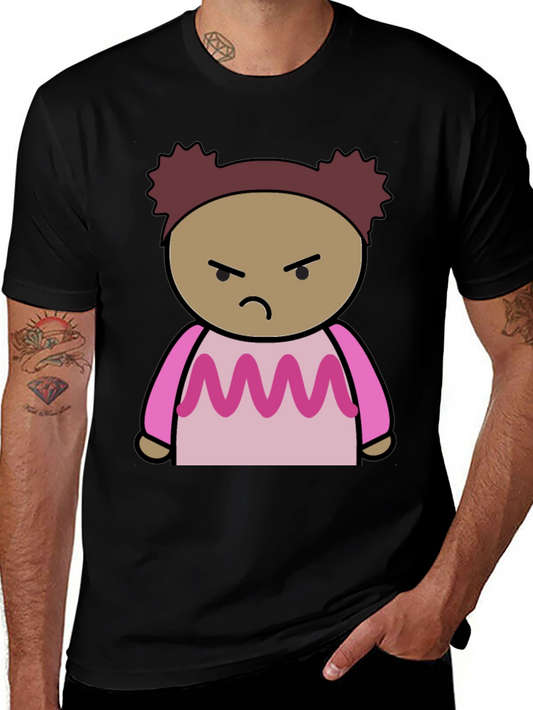 Angry Cartoon Character Black T-Shirt