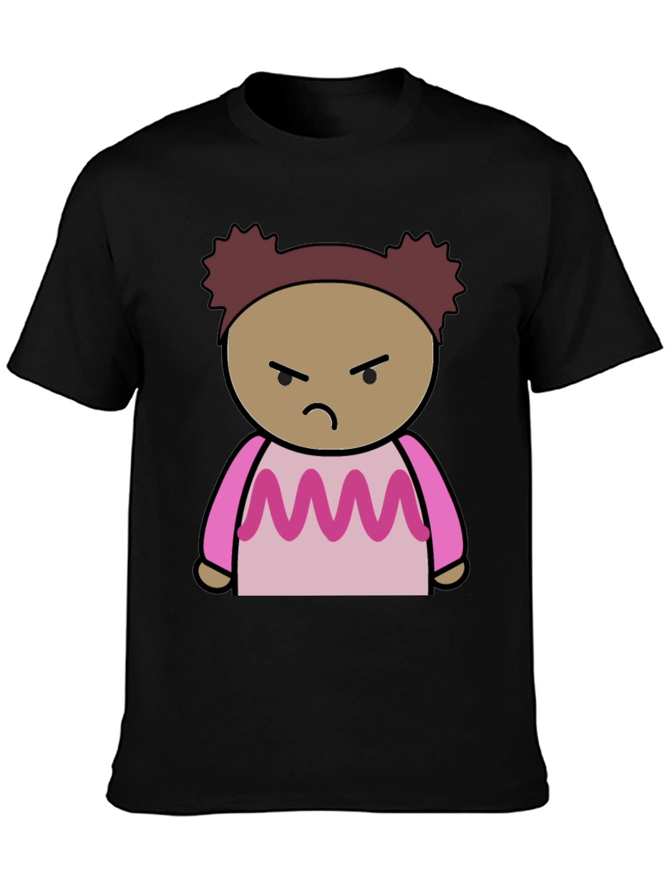 Angry Cartoon Character Black T-Shirt