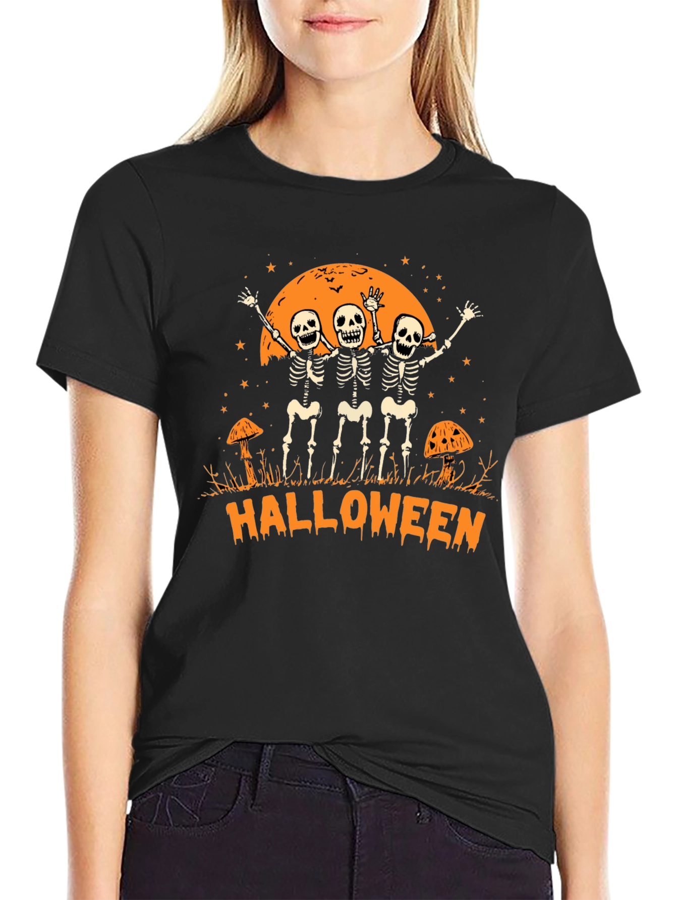 Halloween Skeleton Graphic T-Shirt