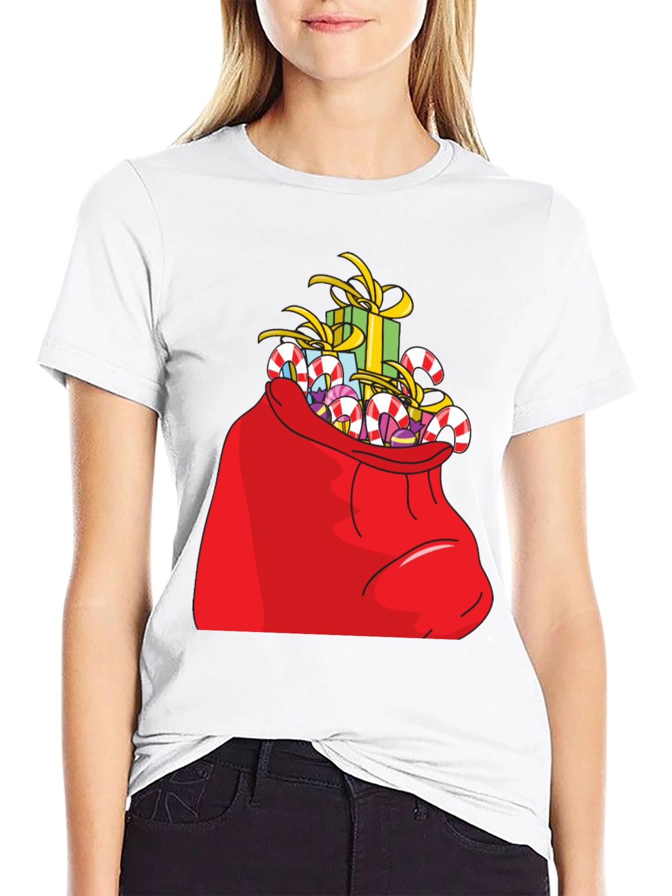 Holiday Gift Sack T-Shirt - Festive Cartoon Graphic Tee