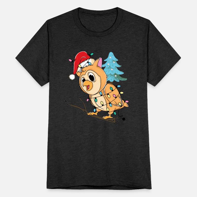 Funny Owl Surrounded by Christmas Lights