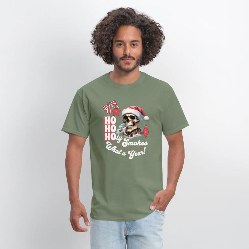 Funny Skeleton Christmas Design, Ho Ho Holy Smokes