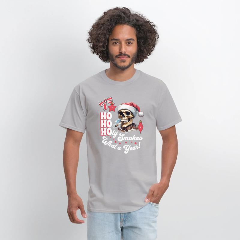 Funny Skeleton Christmas Design, Ho Ho Holy Smokes