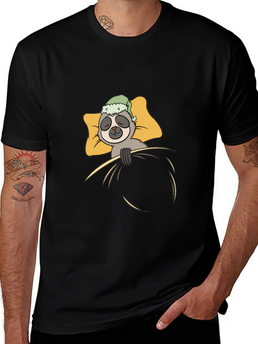 Sloth Sleeping in Bed Graphic T-Shirt