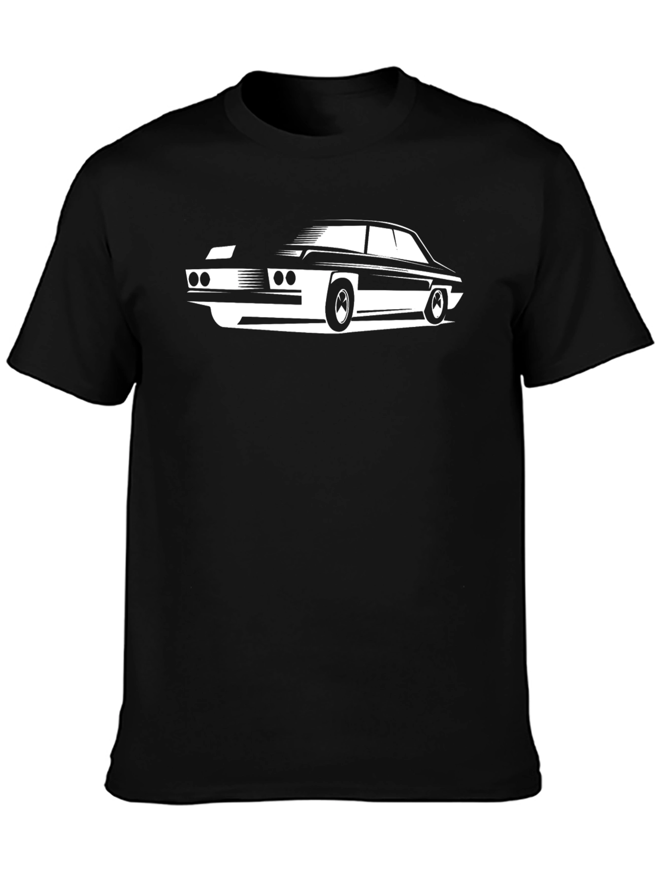 Classic Car Graphic Tee - Black Cotton T-Shirt
