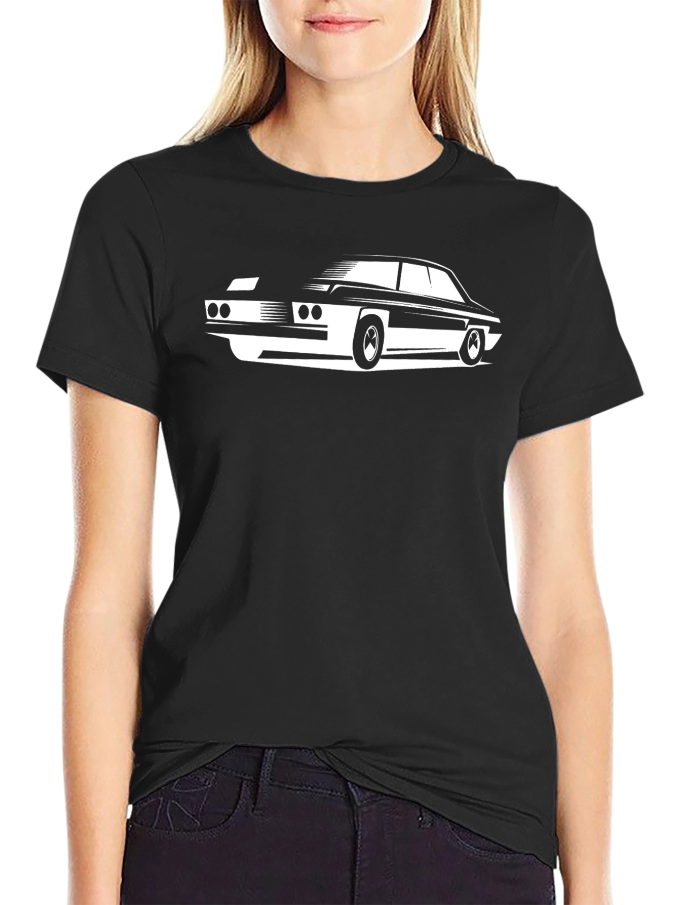 Classic Car Graphic Tee - Black Cotton T-Shirt