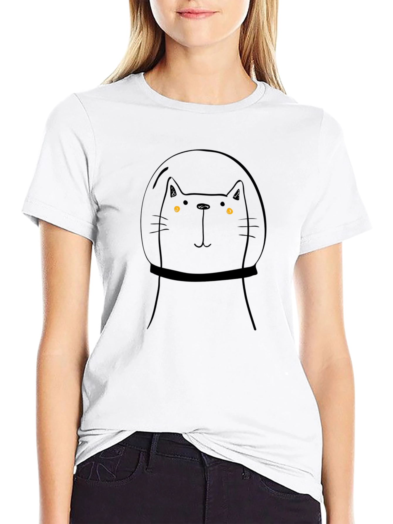 Cat Astronaut Black T-Shirt