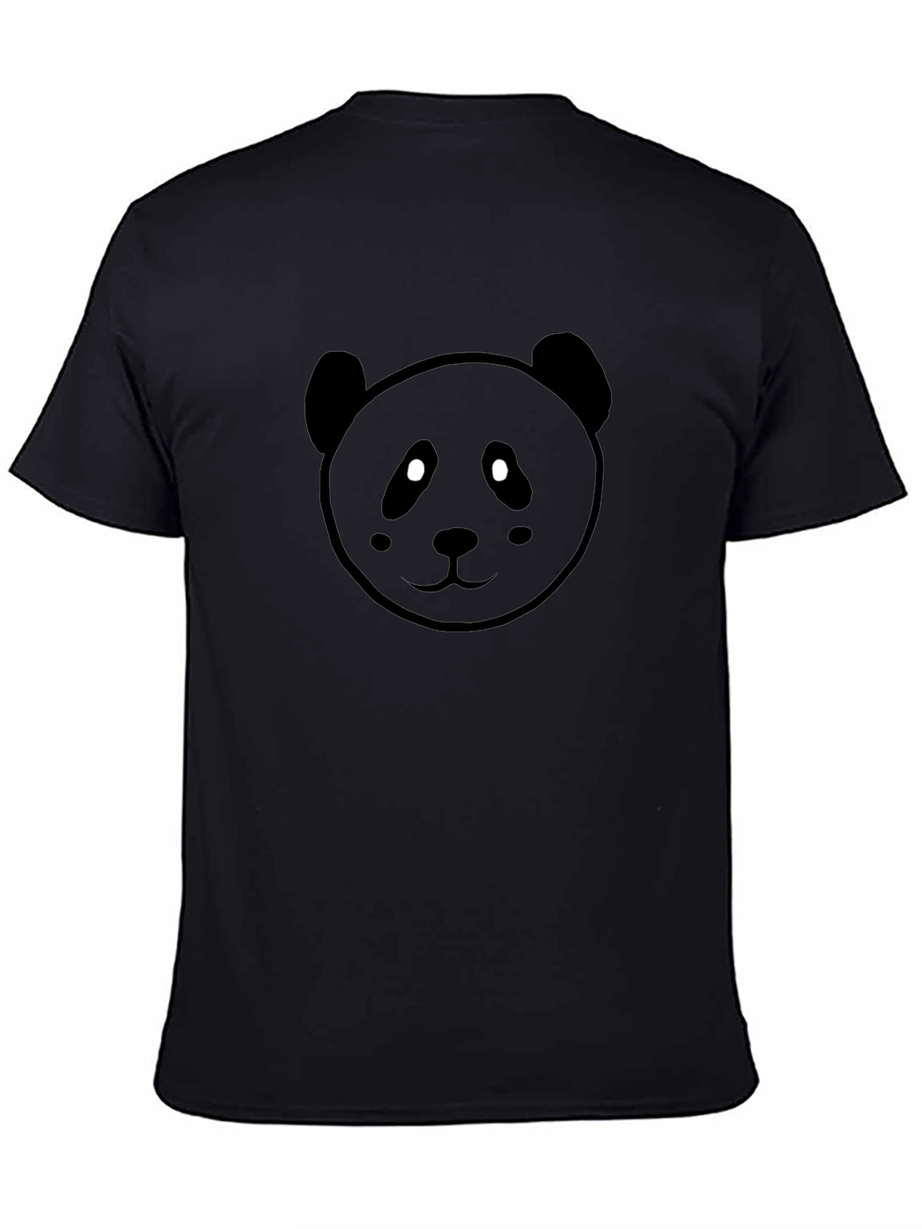 Cute Panda Face Graphic Black T-Shirt