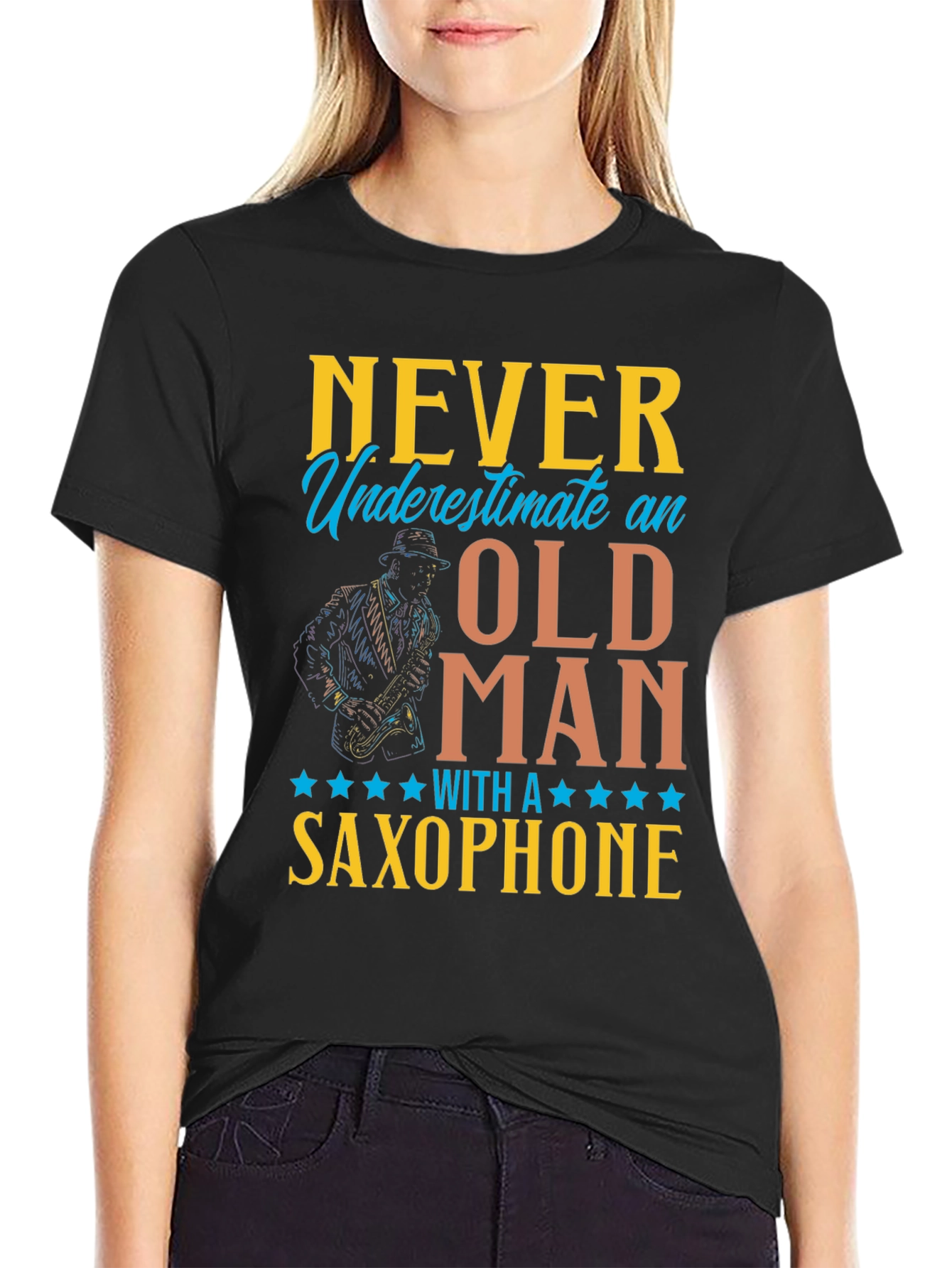 Never Underestimate Old Man Saxophone T-Shirt