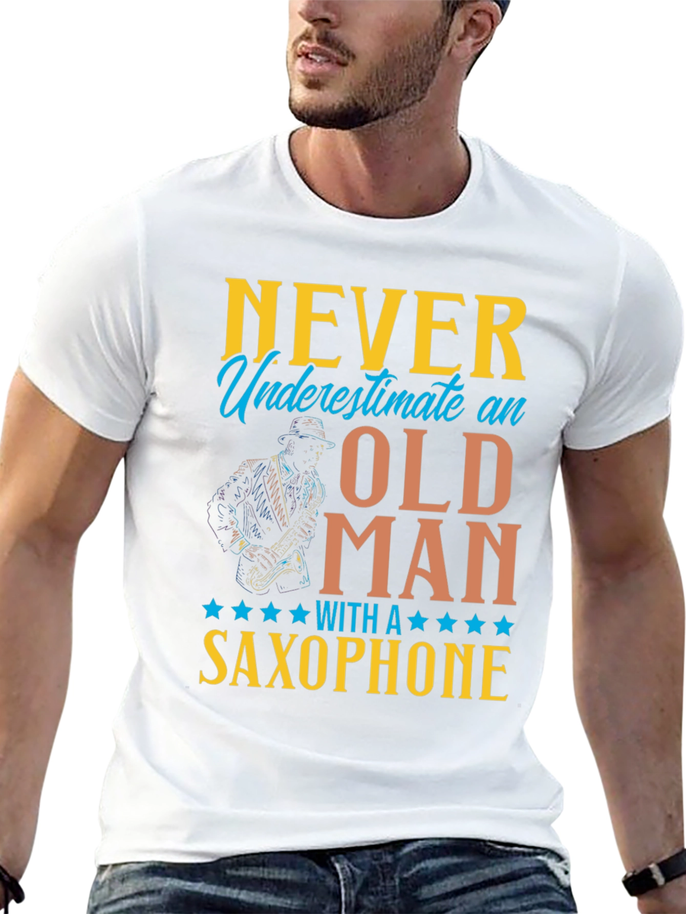 Never Underestimate Old Man Saxophone T-Shirt