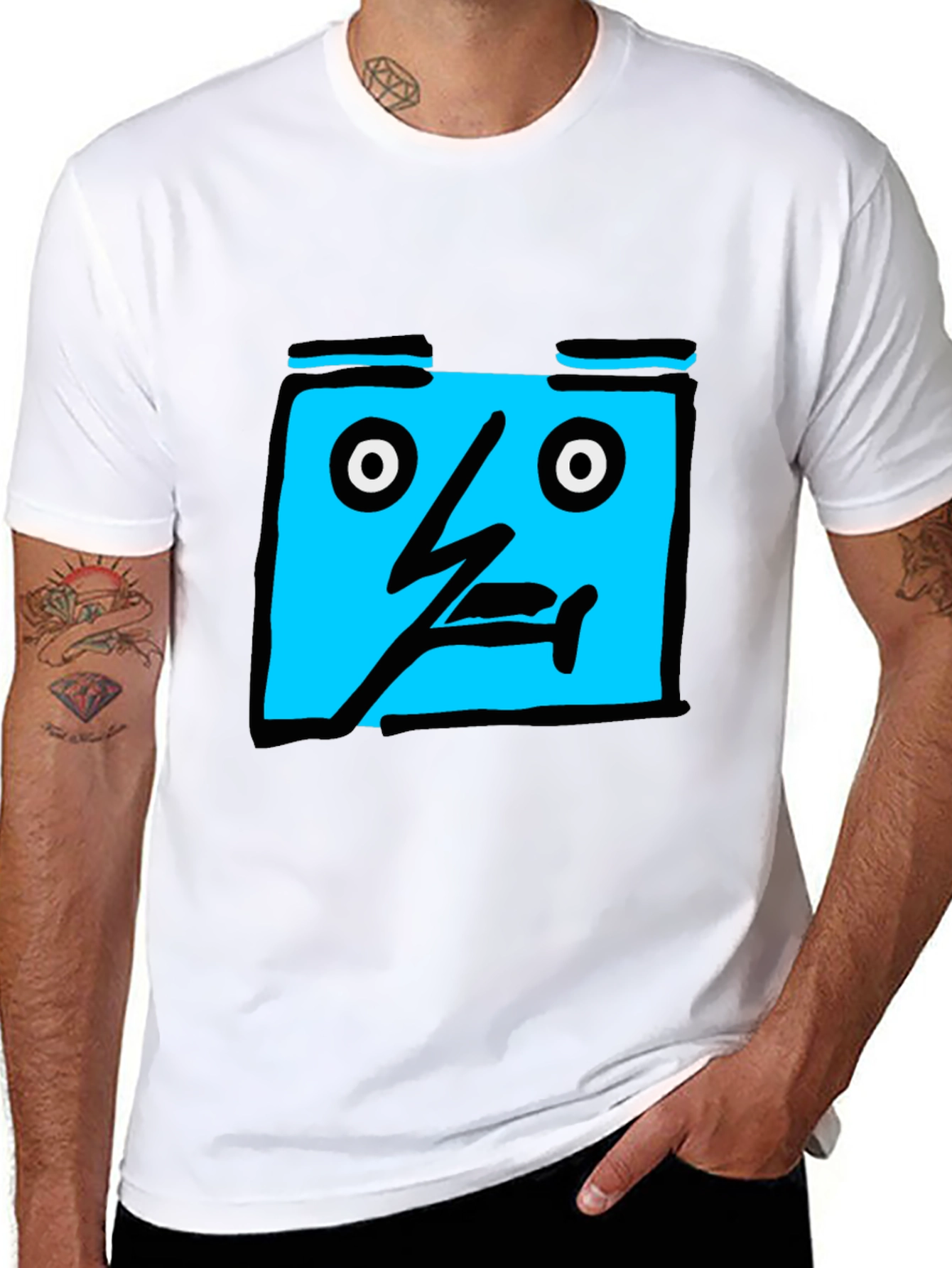 Abstract Face Graphic Black T-Shirt