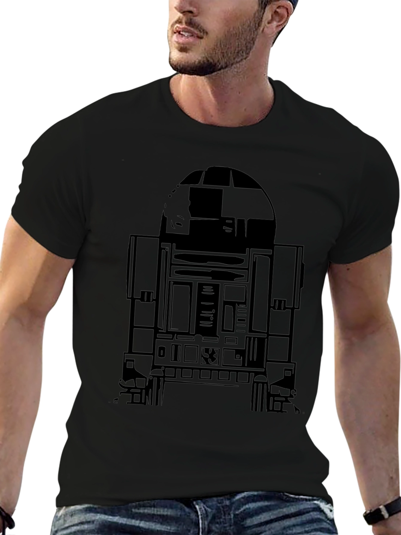R2-D2 Graphic Print Black T-Shirt