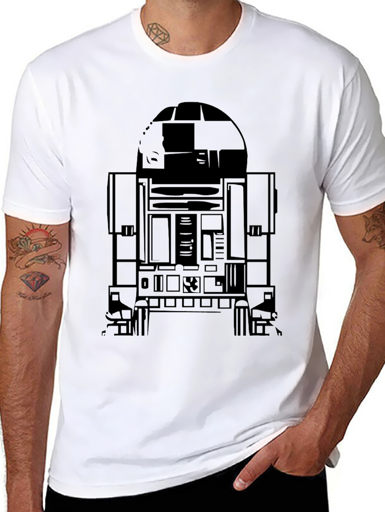 R2-D2 Graphic Print Black T-Shirt