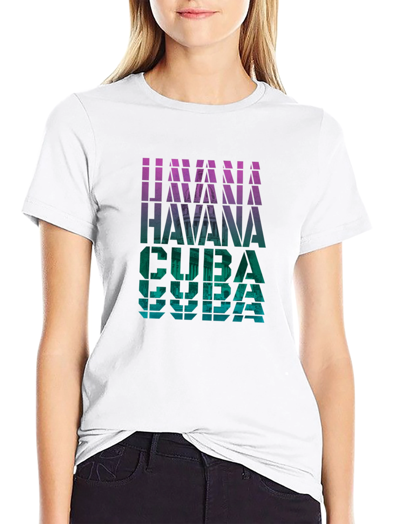 Havana Cuba Graphic Print Black T-Shirt