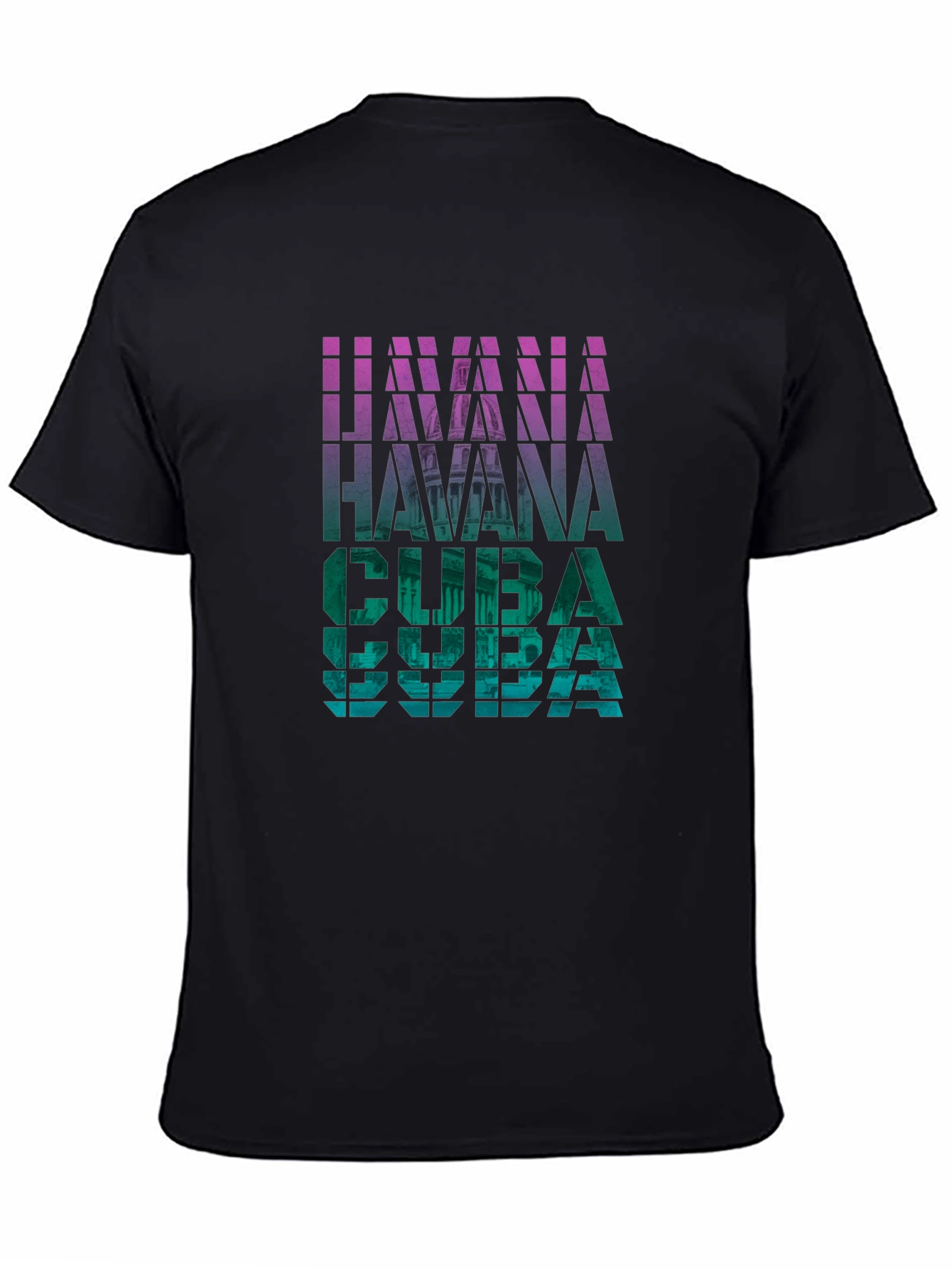 Havana Cuba Graphic Print Black T-Shirt