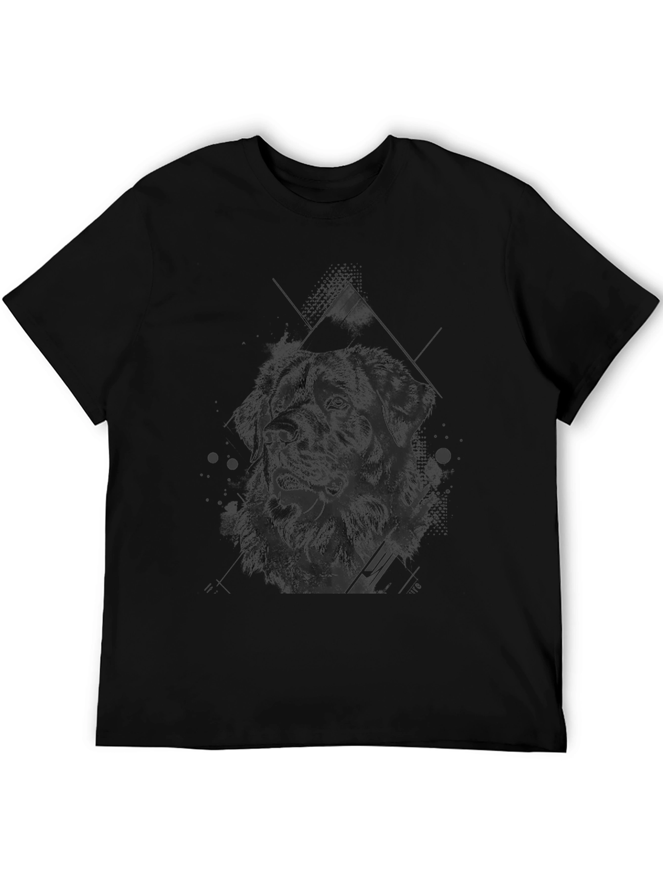 Geometric Dog Graphic Black T-Shirt