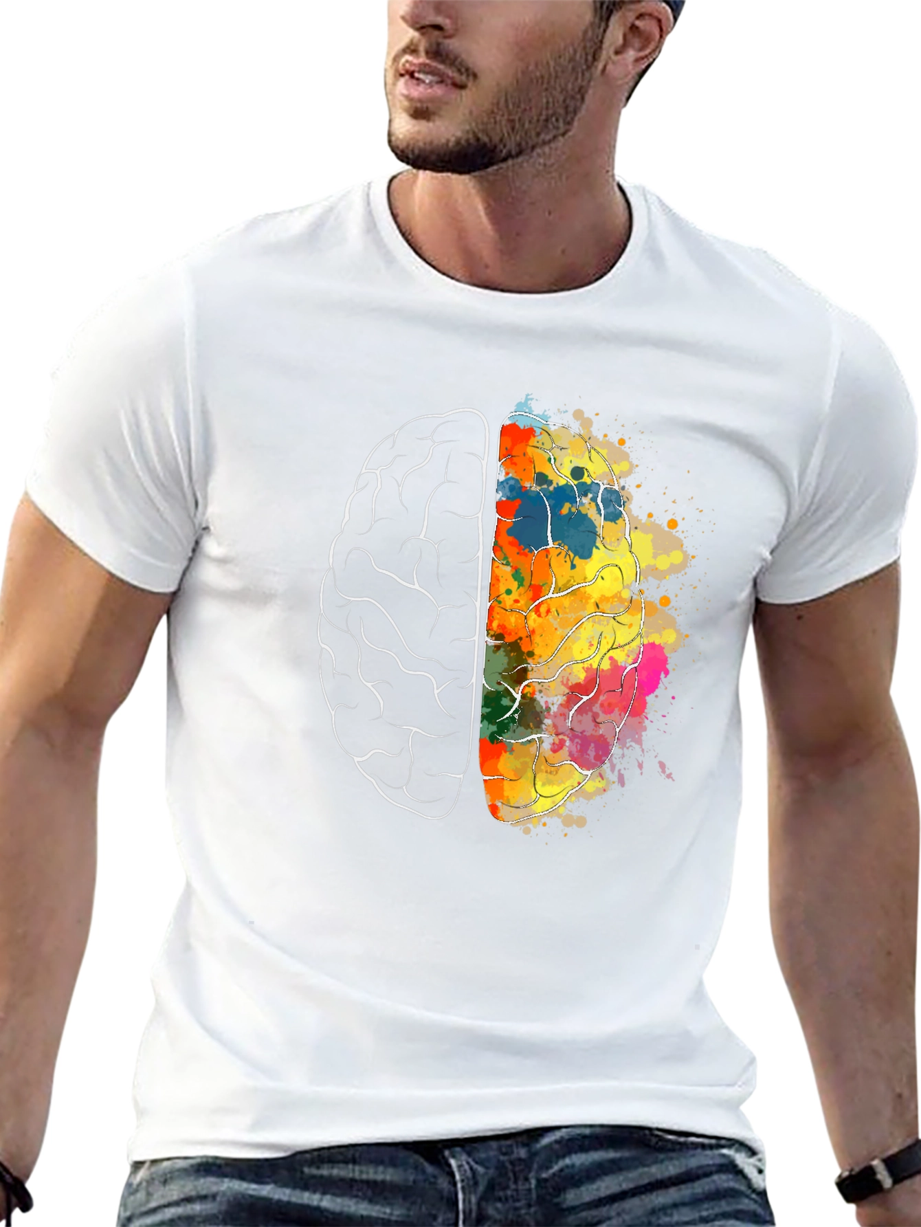 Brain Art Graphic T-Shirt - Creative Mind Tee