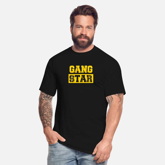 GANG STAR letters print on t-shirts .rapper tshirt