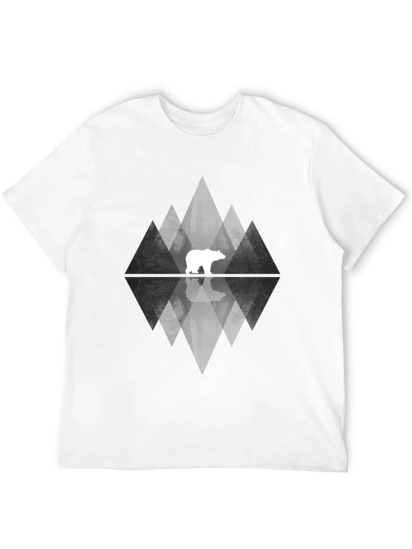 Geometric Bear Graphic Tee - Black
