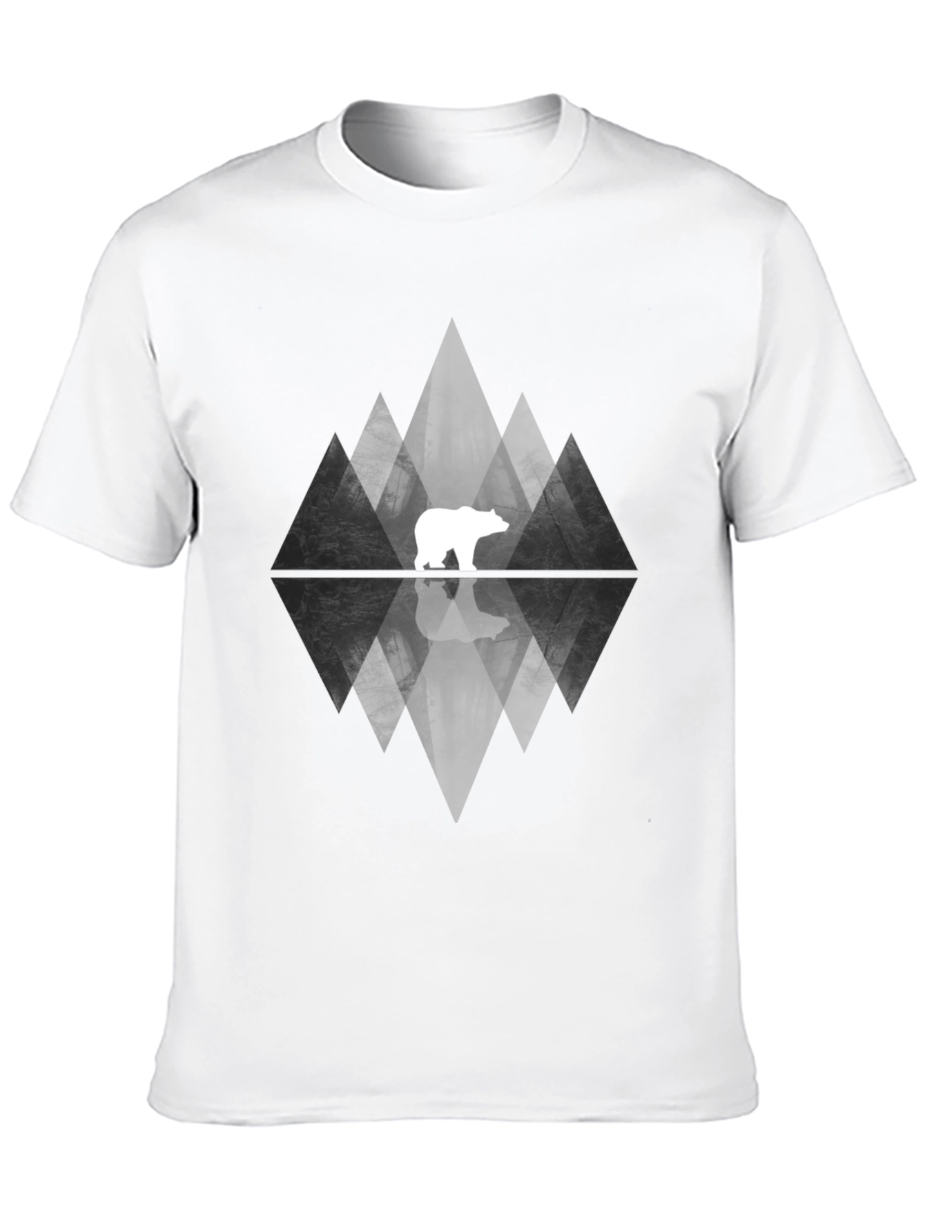 Geometric Bear Graphic Tee - Black