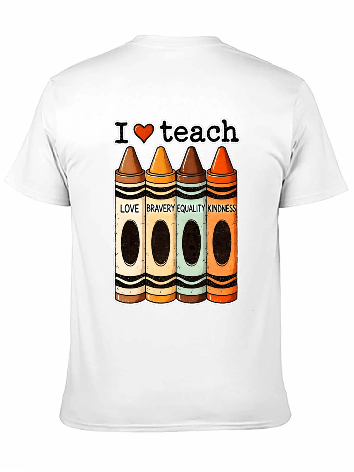 I Heart Teach Crayon Teacher T-Shirt