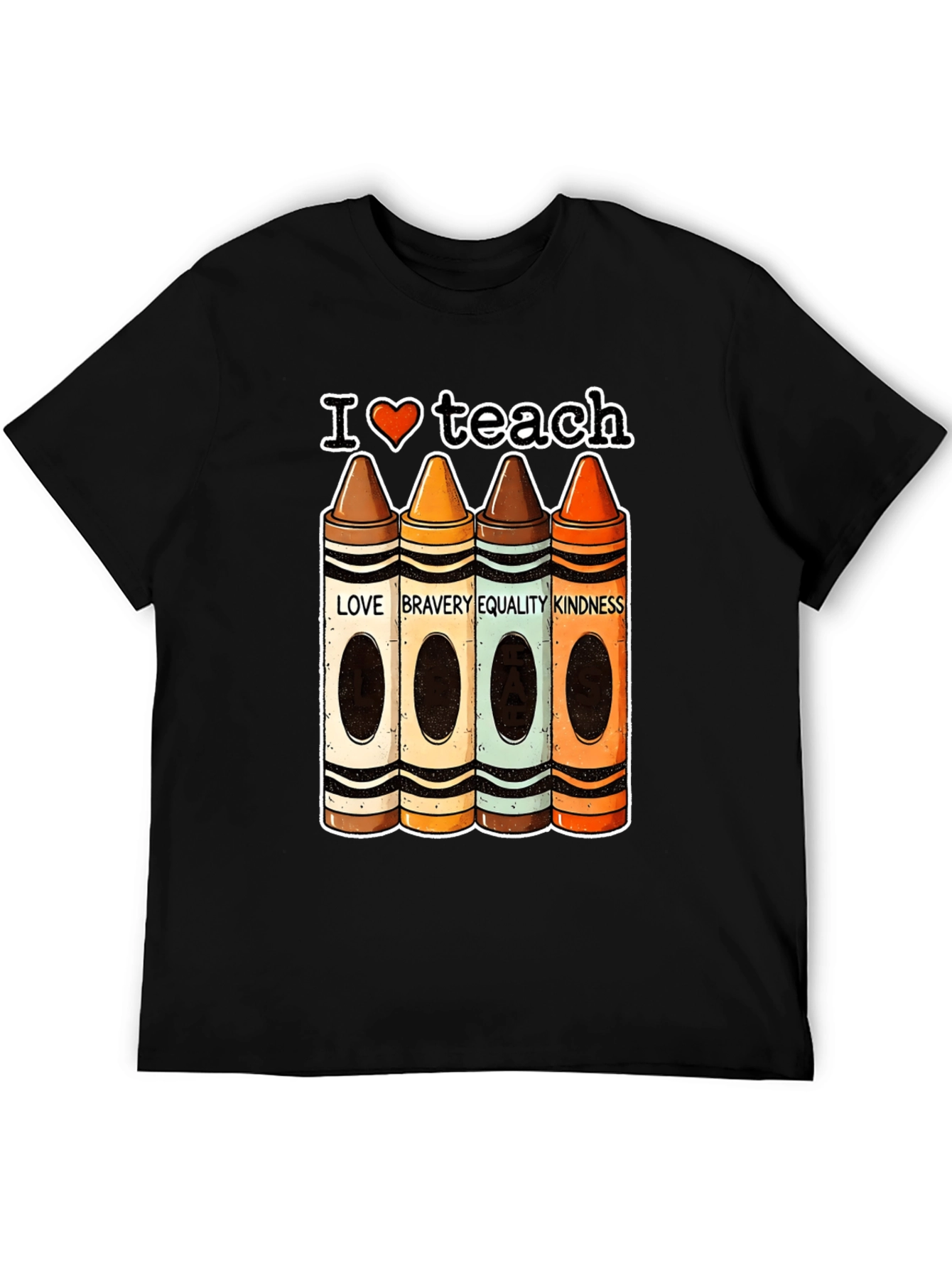 I Heart Teach Crayon Teacher T-Shirt