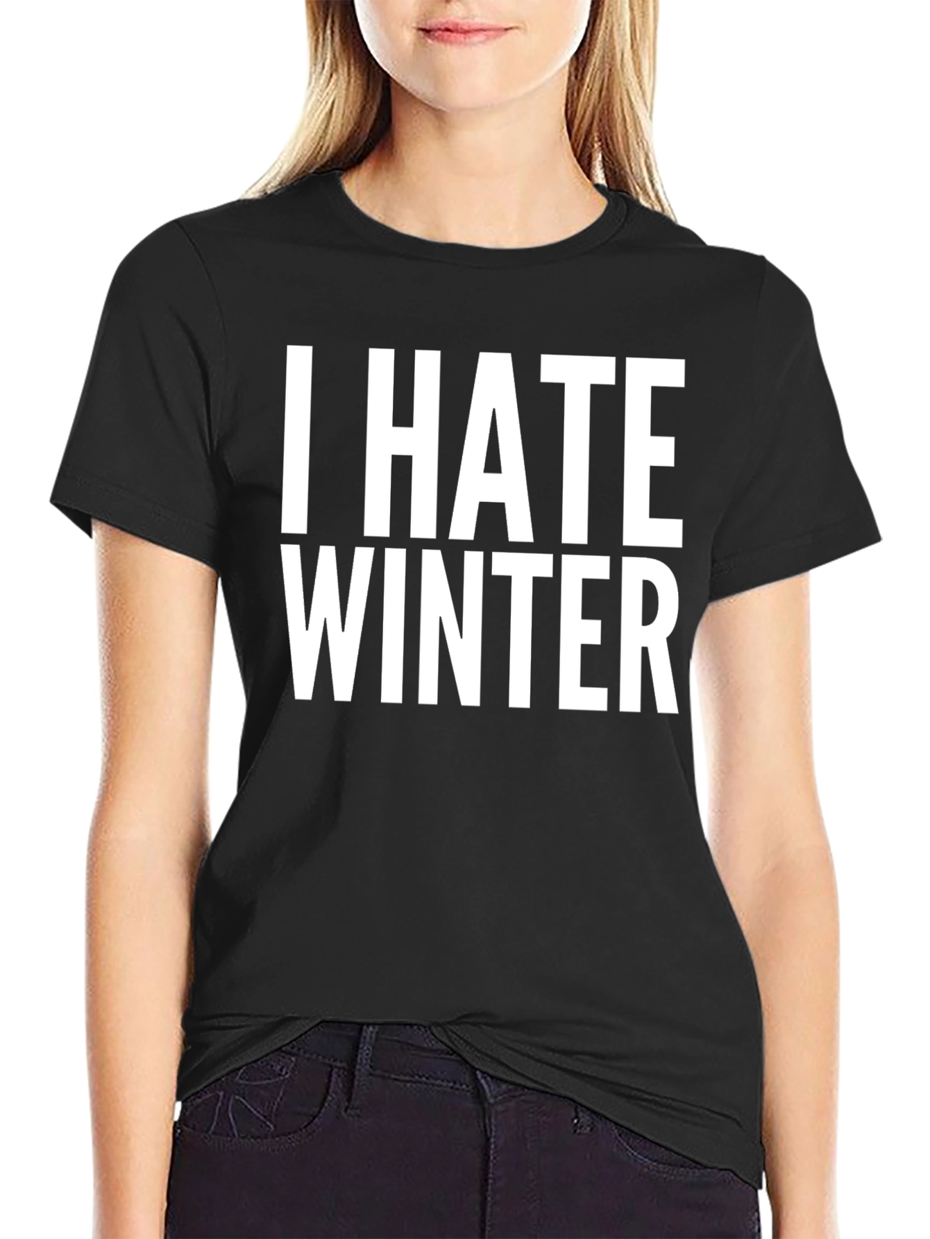 I Hate Winter Black T-Shirt Novelty Tee