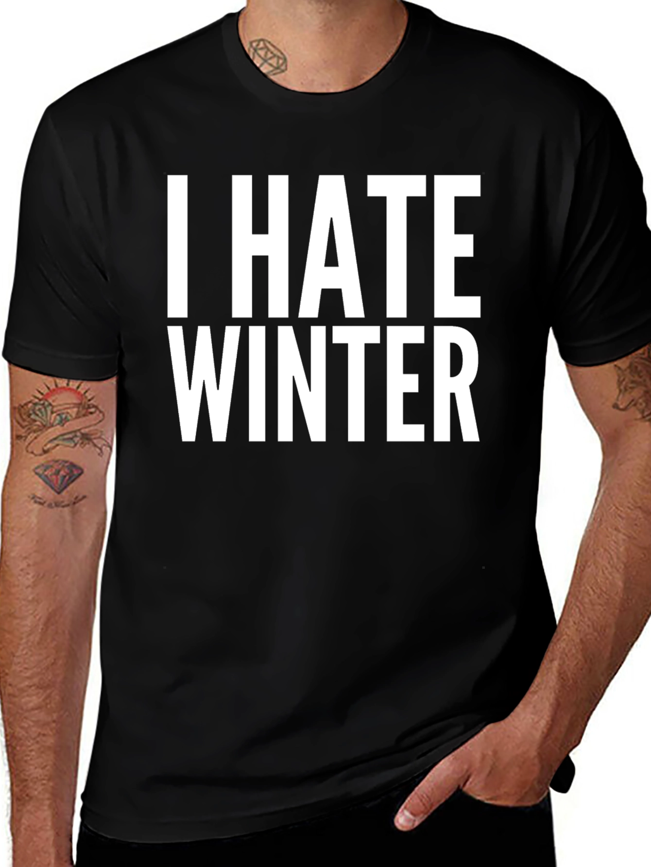 I Hate Winter Black T-Shirt Novelty Tee