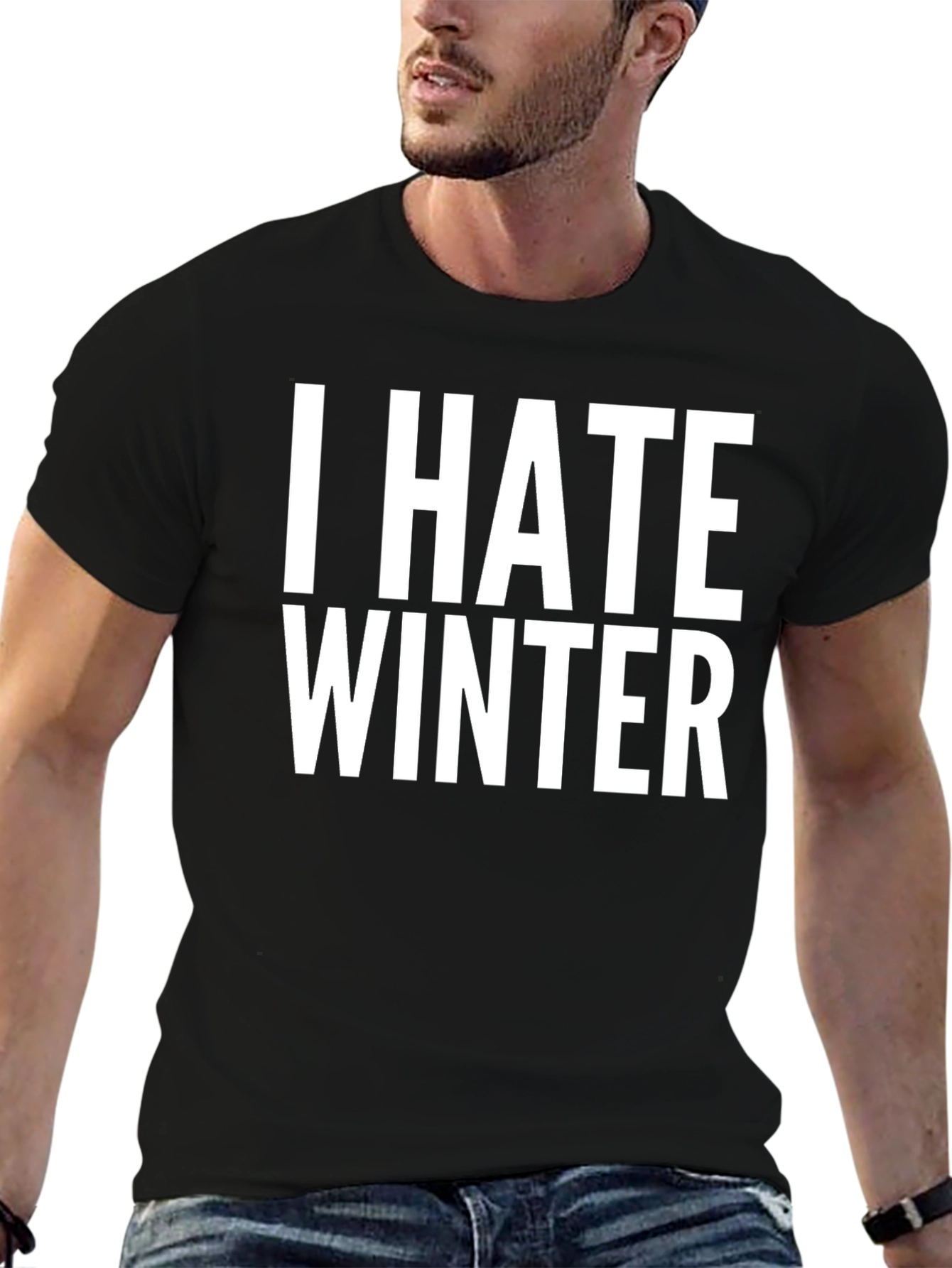 I Hate Winter Black T-Shirt Novelty Tee
