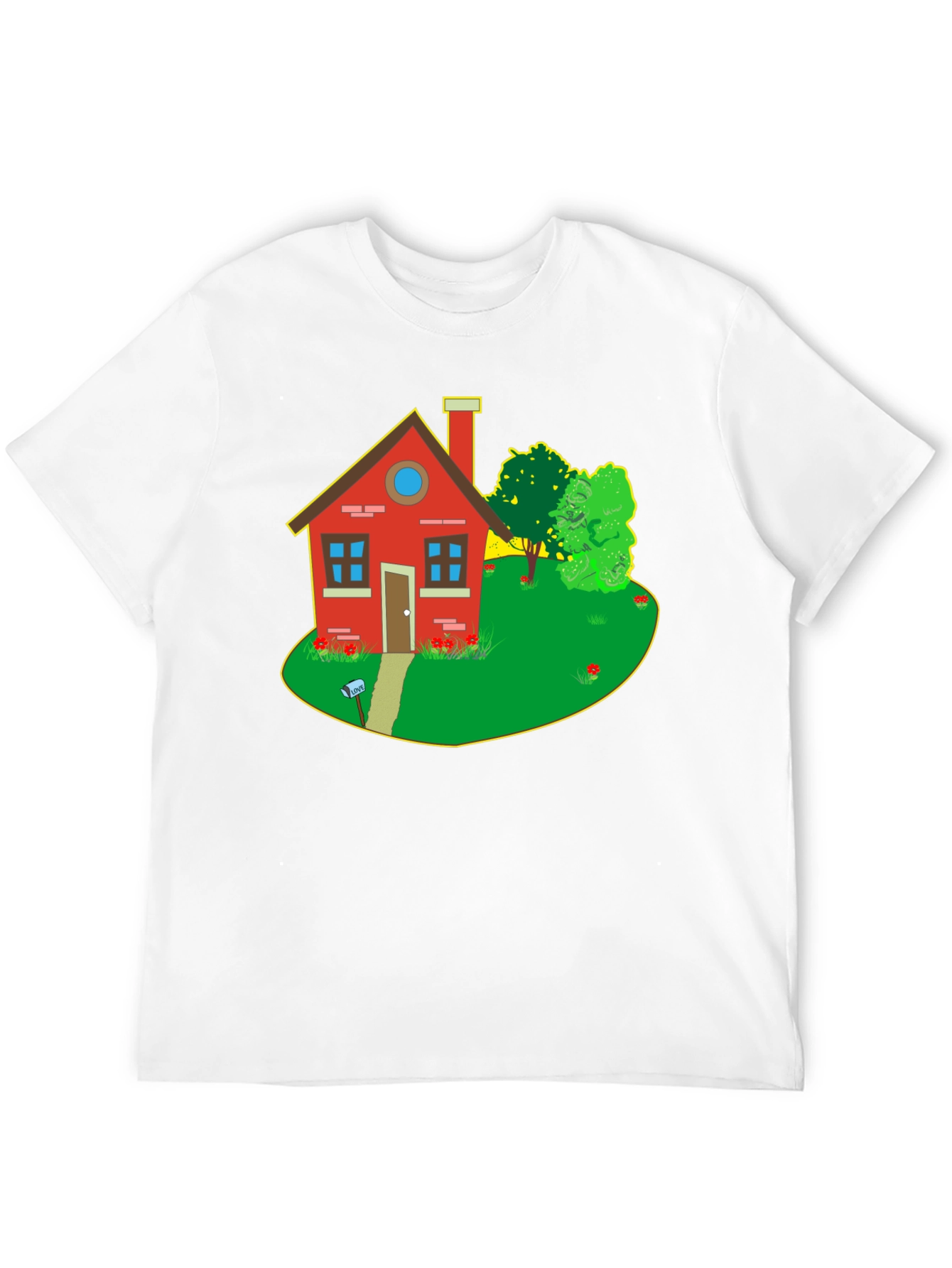 Quirky House Graphic Tee - Black Cotton T-Shirt