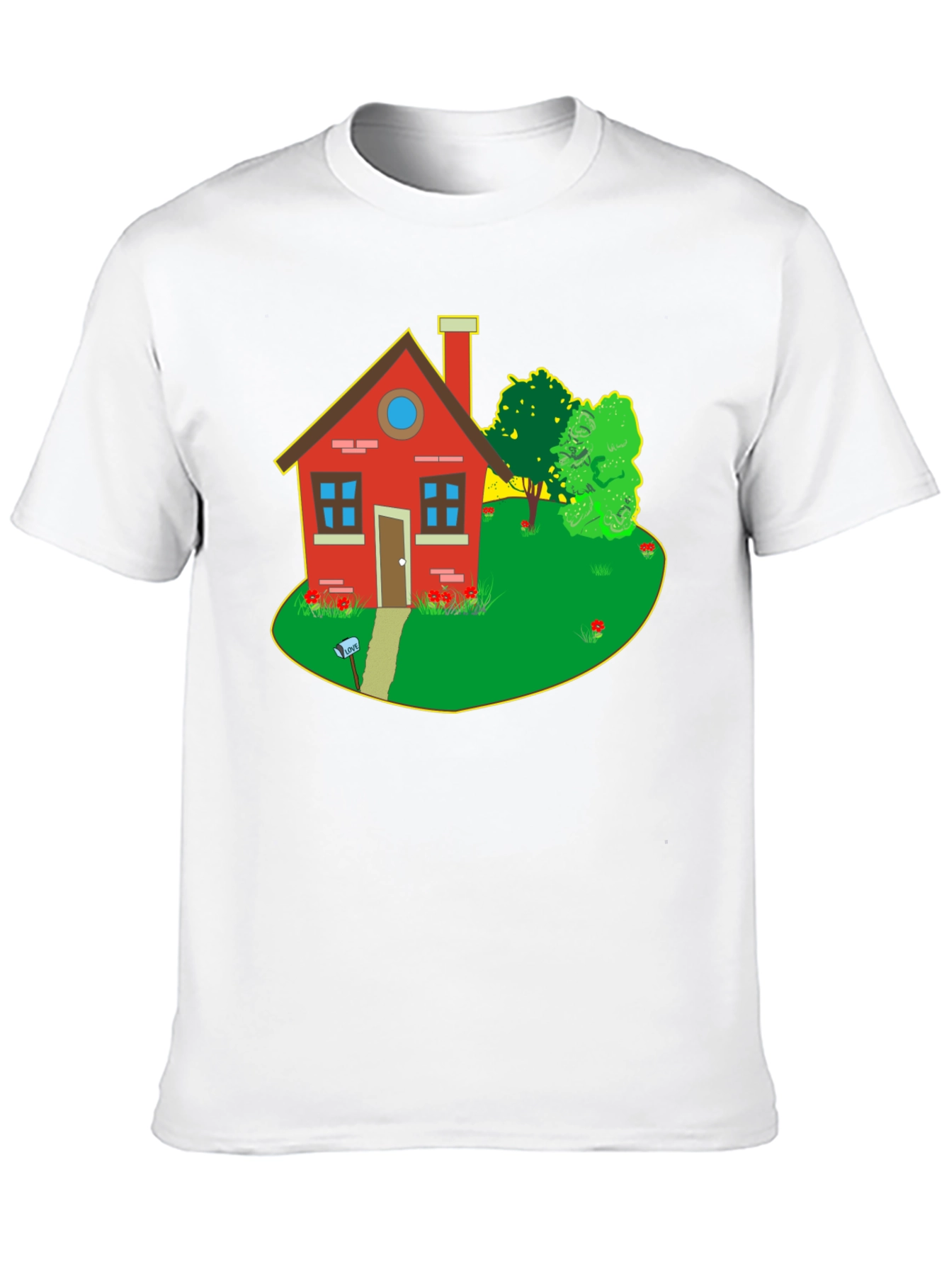 Quirky House Graphic Tee - Black Cotton T-Shirt