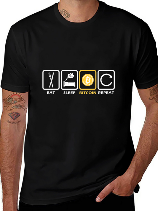 Eat Sleep Bitcoin Repeat - Black T-Shirt