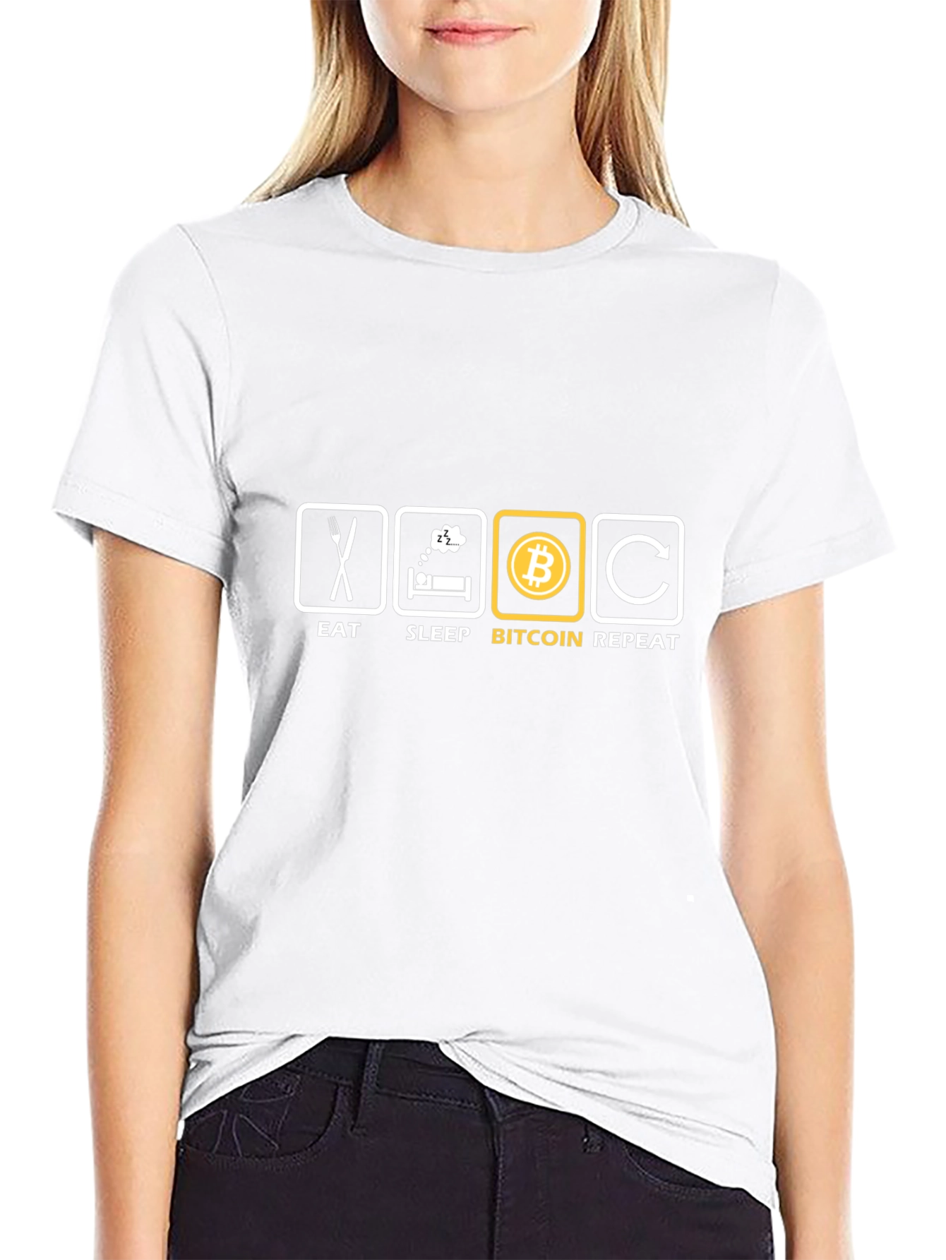 Eat Sleep Bitcoin Repeat - Black T-Shirt