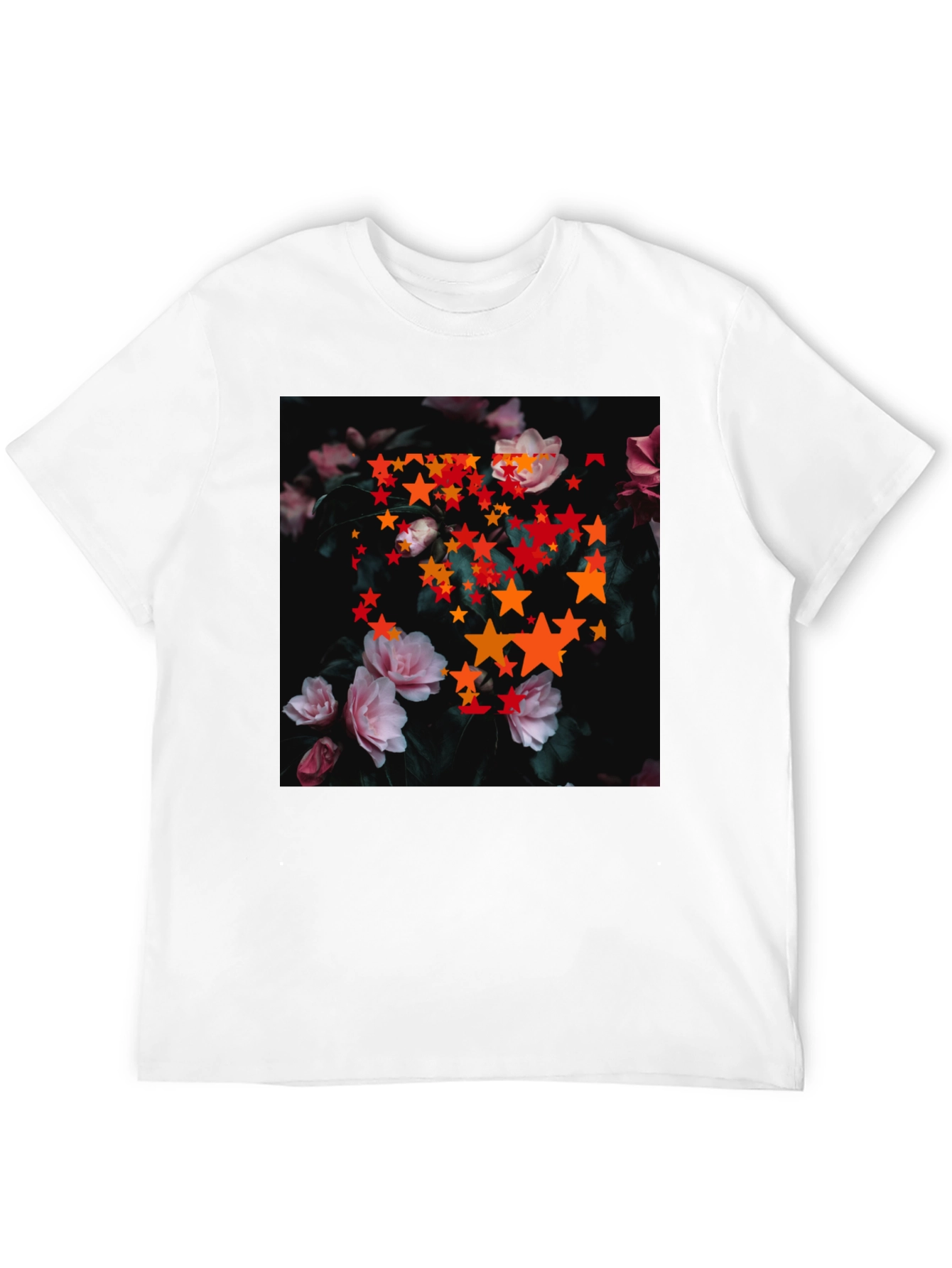 Floral Star T-Shirt - Black Cotton Graphic Tee