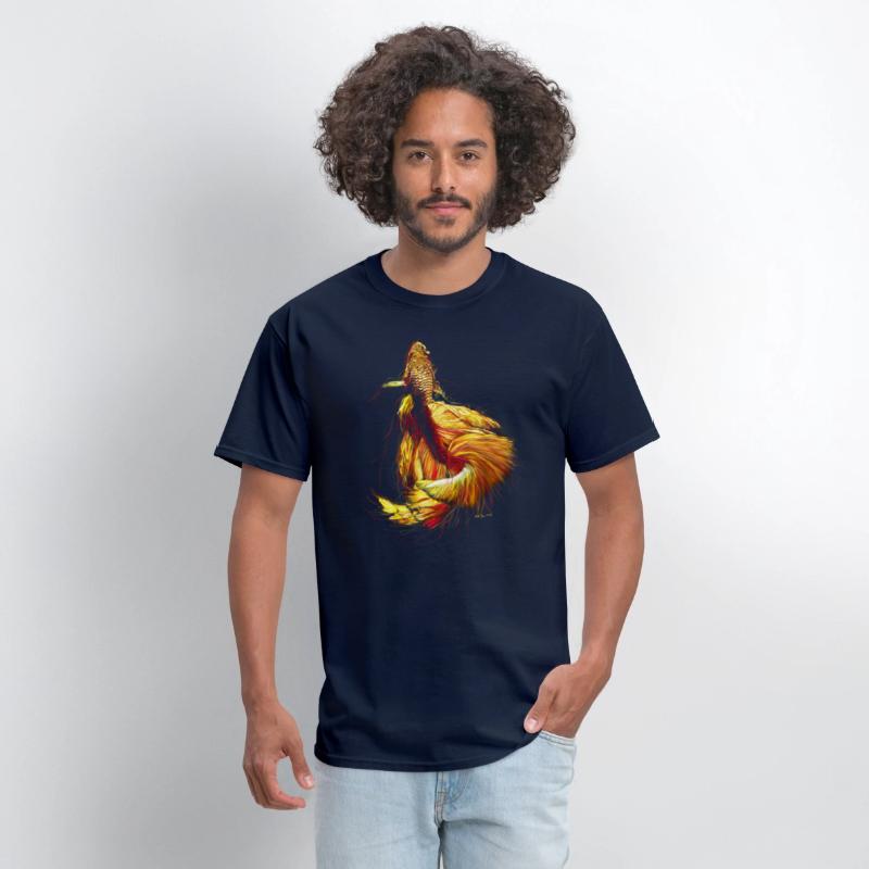 Golden Betta Dance: Fiery Aquatic Art Print