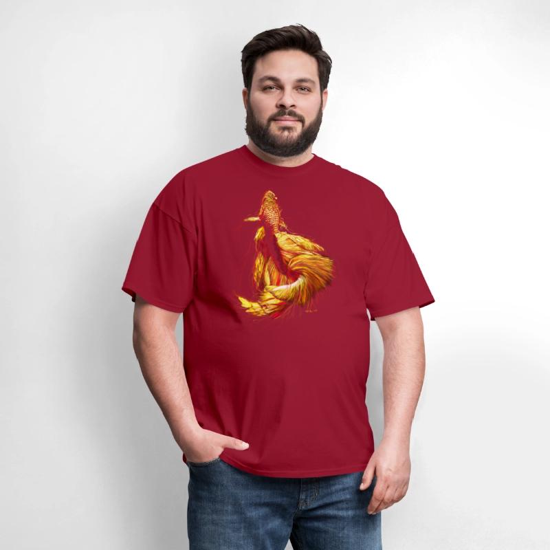 Golden Betta Dance: Fiery Aquatic Art Print