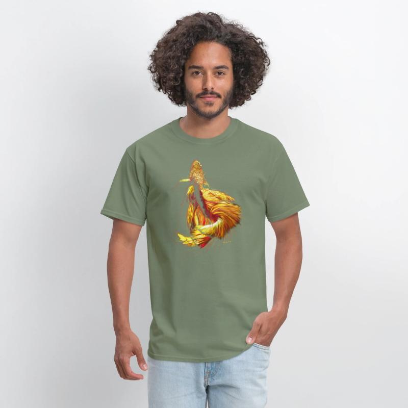 Golden Betta Dance: Fiery Aquatic Art Print