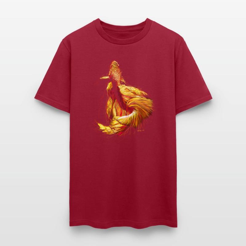 Golden Betta Dance: Fiery Aquatic Art Print