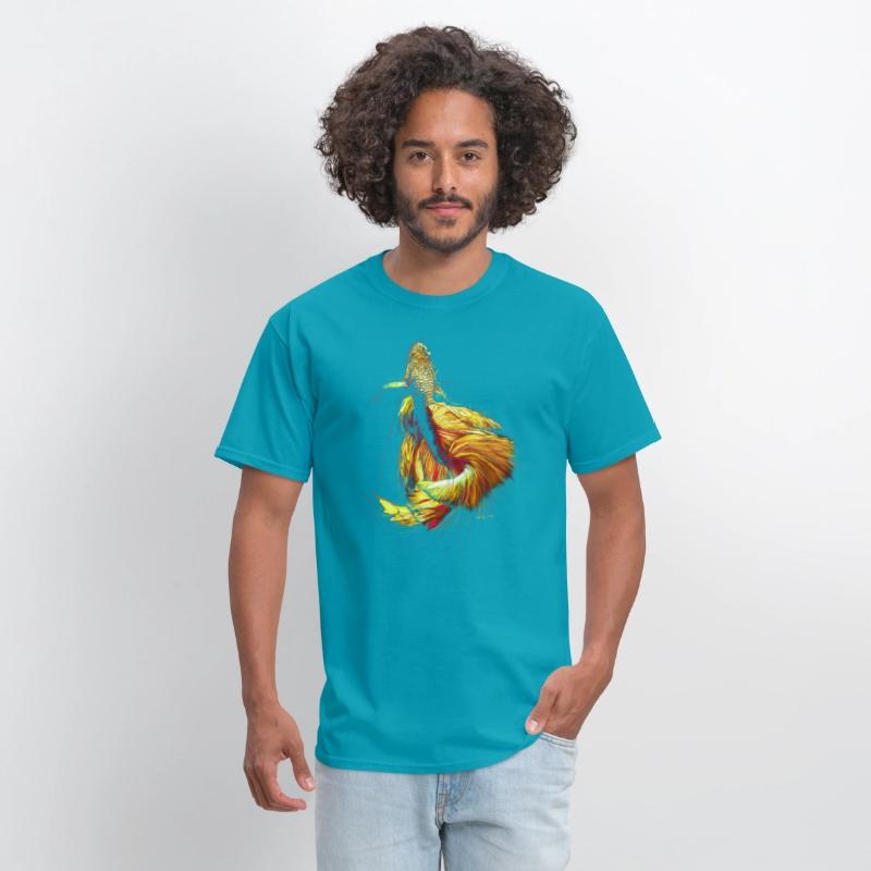 Golden Betta Dance: Fiery Aquatic Art Print