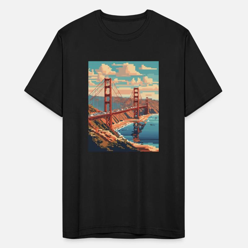 Golden Gate Bridge California T-Shirt Tee, Golden