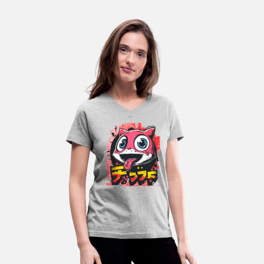 grafitti wall japanese cute anime cheeky cat