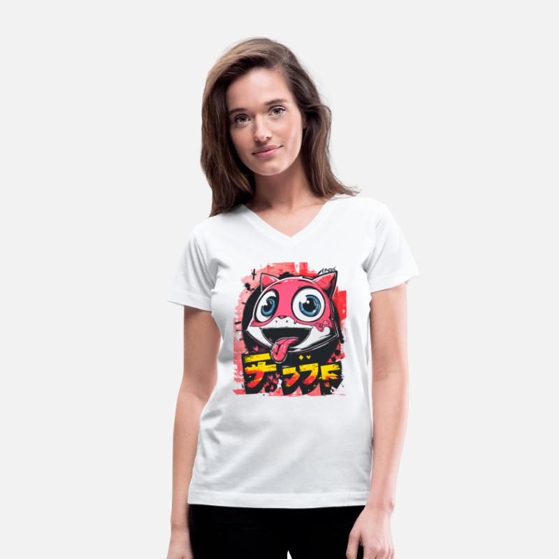 grafitti wall japanese cute anime cheeky cat