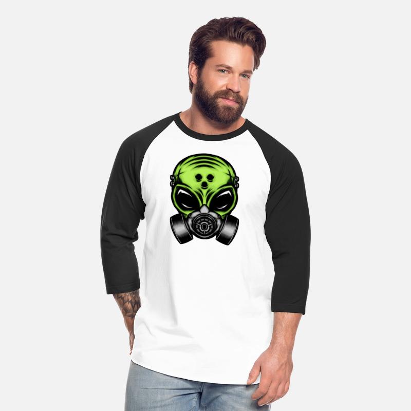 Green alien with gas mask