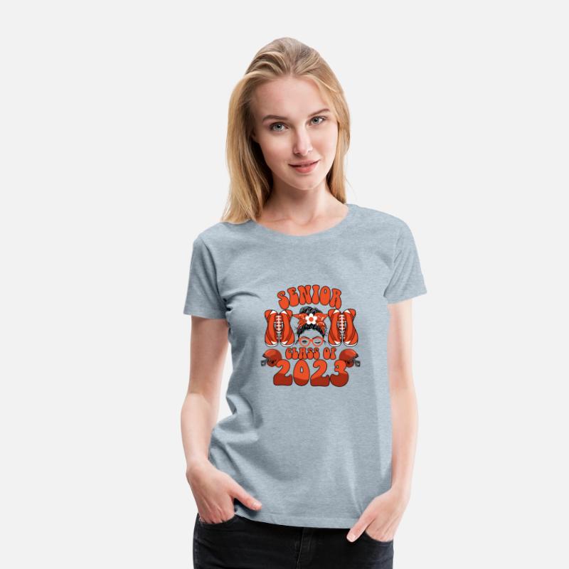 Groovy Senior Mom Class Of 2023 Football Messy Bun