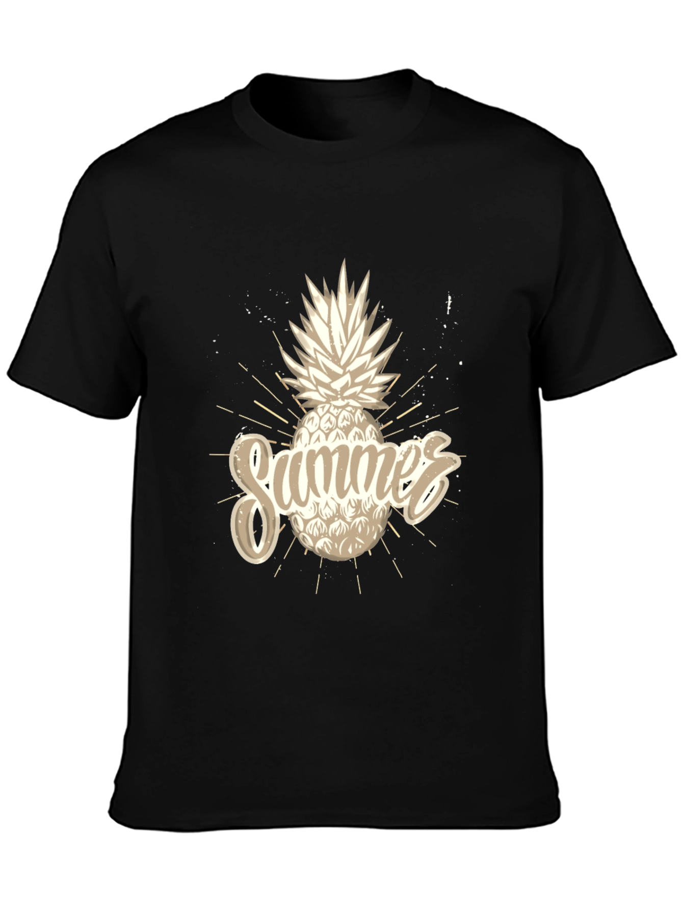 Summer Pineapple Graphic Black T-Shirt